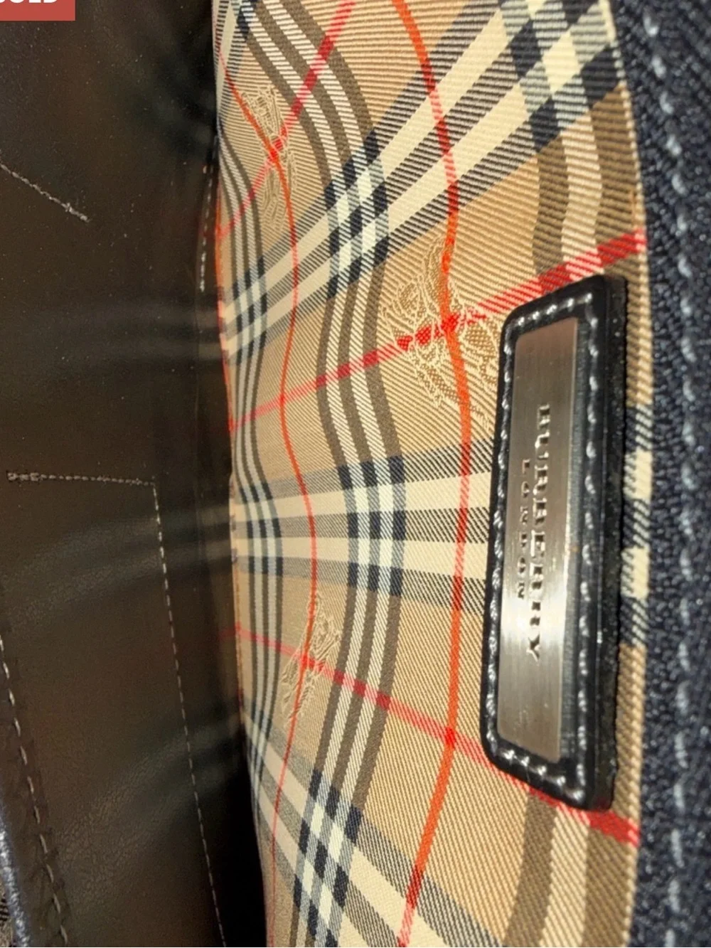 Burberry London Black Pebbled Leather Wristlet Clutch Pouch Bag Nova Check